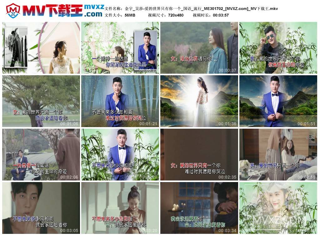 金宇_吴莎-爱的世界只有你一个_国语_流行_ME301702